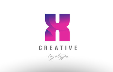 x pink gradient alphabet letter logo icon design