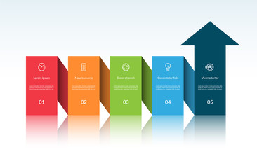 Canvas Print - vector infographic arrow template with 5 steps. can be used for web design, timeline, diagram, chart