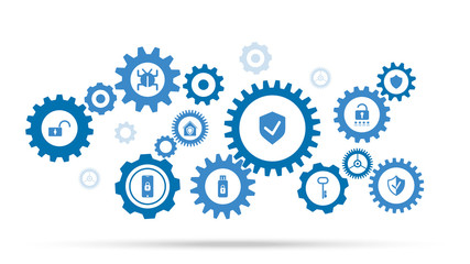 Poster - Shield check icon. From cyber security set