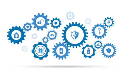 Poster - Shield check icon. From cyber security set