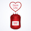 Donate blood concept with Blood Bag and heart isolated on white
