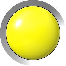 Web Button 3d - Yellow Glossy Realistic With Metal Frame