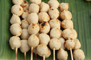 Sticker - grilled meatballs is delicious at street food