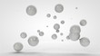© Станислав Чуб - 3D rendering of many white balls of different sizes, in space. Pearls. Image isolated on white background. 3D rendering