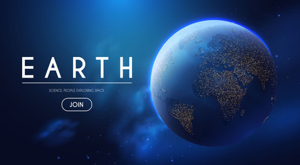 Wall Mural - eath planet in space with lights. realistic universe. cosmos background.