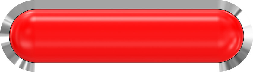 Web button 3d - red glossy realistic with metal frame, easy to expand
