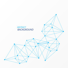 Abstract vector polygonal element. Blue network triangle pattern. Lines and circles background for web, design, neural, concept, science, net, connection, icon, technology, sample, template