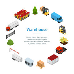 Poster - Warehouse Concept Banner Card Circle 3d Isometric View. Vector