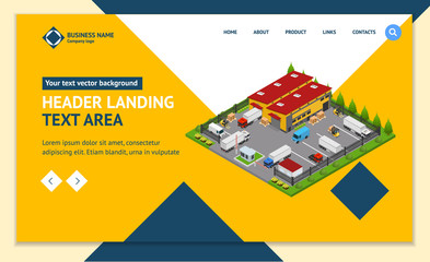 Poster - Warehouse Concept Landing Web Page Template 3d Isometric View. Vector