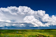 Cumulonimbus thunderstorm clouds with blue sky background