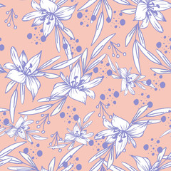  Floral seamless pattern. Summer flowers. Decorative print for fabric and other surfaces.