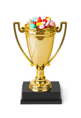 Poster - Golden trophy cup with pills