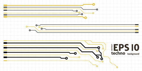 Poster - Vector circuit board elements on grid. Design elements for circuit board illustration