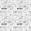 © naum - Seamless pattern with hand drawn coffee elements -lettering,text, cups, mugs and beans.