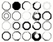 Black and white Octagon Pack 20 in 1. Vector illustration
