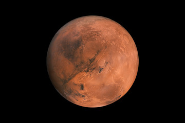 Wall Mural - Mars on a black background isolated. red planet mars element for designers