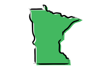 Wall Mural - Stylized green sketch map of Minnesota