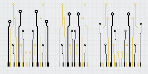 Poster - Vector circuit board elements on grid. Design elements for circuit board illustration