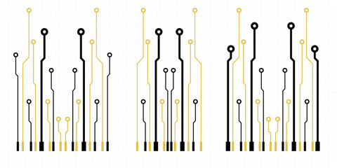 Poster - vector circuit board elements on grid. design elements for circuit board illustration