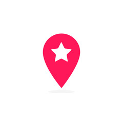 Poster - Map pointer with star icon, vector isolated simple illustration