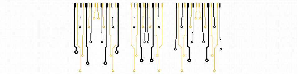 Poster - Vector circuit board elements on grid. Design elements for circuit board illustration