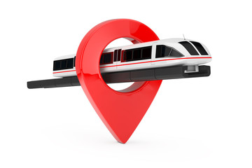 Poster - Super High Speed Futuristic Commuter Train with Target Pin Pointer. 3d Rendering