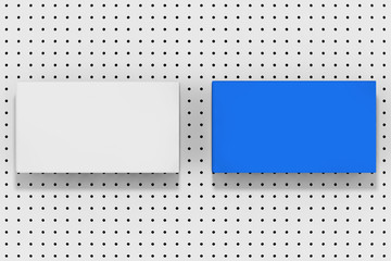 Aufkleber - Stack of Blue And White Blank Mockup Paper Sheets on a White Small Polka Dot Background. 3d Rendering