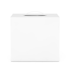 Aufkleber - Blank White Cardboard Box Mockup with Plastic Handle. 3d Rendering