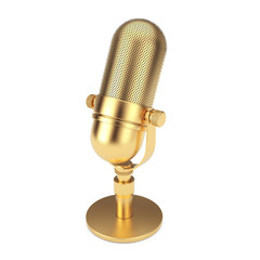 Leinwandbilder - Vintage Golden Microphone. 3d Rendering