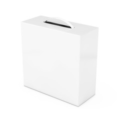 Aufkleber - Blank White Cardboard Box Mockup with Plastic Handle. 3d Rendering
