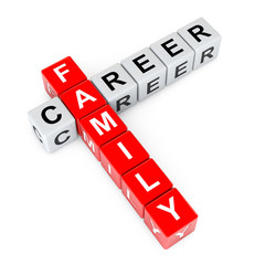 Aufkleber - Choice Between Family and Career Crossword Puzzle Cube Blocks. 3d Rendering