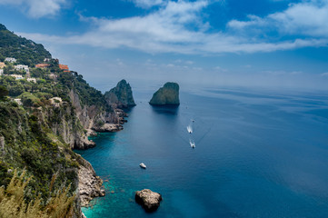 Wall Mural - Faraglioni rocks view from Giardini di Augusto in Capri, Italy.