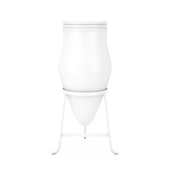 Poster - White Clay Trash Bin Pot. 3d Rendering