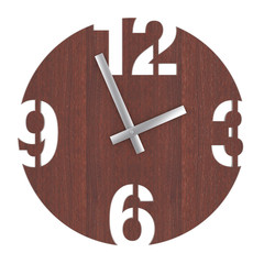 Poster - Modern Wall Wooden Circle Clock Watch. 3d Rendering