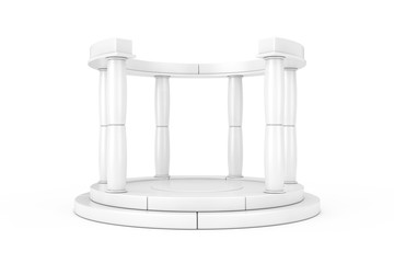 Poster - White Antique Podium with Columns in Clay Style. 3d Rendering