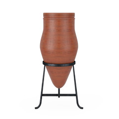 Poster - Clay Trash Bin Pot. 3d Rendering
