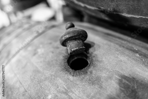 Photo Close-up of wine or whiskey barrel stopper