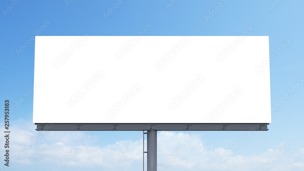 mockup blank billboard white space on bluesky background, 3d rendering. - obrazy, fototapety, plakaty 