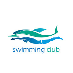 Swimming club vector logo ocean sea color swimmer label