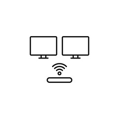 Poster - hardware, pc server, wifi, LAN icon. Simple thin line, outline vector of hardware icons for UI and UX, website or mobile application