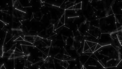 Poster - Plexus of abstract geometrical lines with moving and dots on a orange background animations.