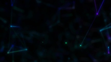 Poster - Element of the cluster. Depth of field. Pleasantly moving in space elements of graphic design. Plexus cinematic business background. Place for text. Blue background. Seamless loop.