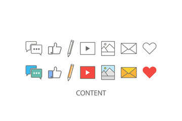 Poster - content set. marketing icon. content icon in flat and linear style. vector