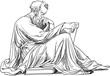 Epictetus portrait in line art illustration