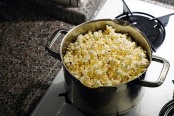 Freshly made popcorn in the bowl