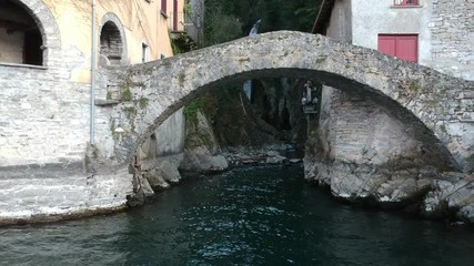 Wall Mural - Aerial view of Nesso, a village on Lake Como