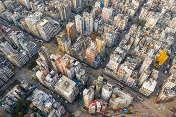 Canvas Print - Top down view of Hong Kong city