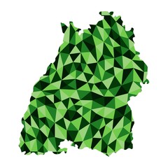 Wall Mural - Baden-Wurttemberg region of Germany polygonal map background low poly style 5 green colors vector illustration eps