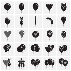 Poster - Ballon icons set on squares background for graphic and web design. Simple vector sign. Internet concept symbol for website button or mobile app.