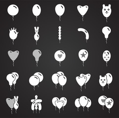 Poster - Ballon icons set on black background for graphic and web design. Simple vector sign. Internet concept symbol for website button or mobile app.